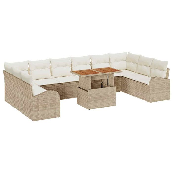 vidaXL Set Divano da Giardino 11 pcs Beige Poly Rattan