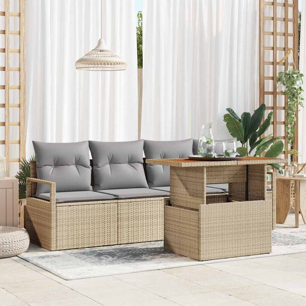 Set da giardino di 5 pezzi della  con cuscini in rattan sintetico beige 3358380