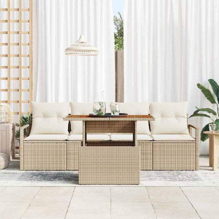 Set di divani da giardino 5 pezzi  con cuscini beige in polirattan 3358381