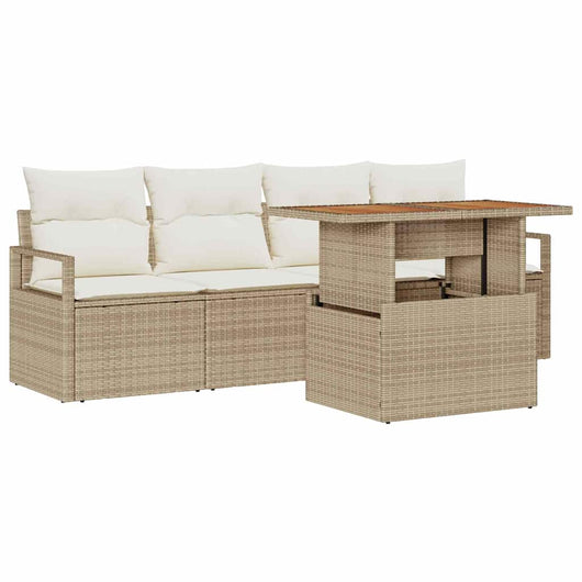 Set di divani da giardino 5 pezzi  con cuscini beige in polirattan 3358381
