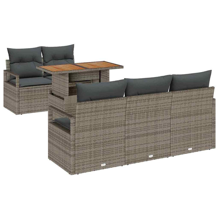 Set di divani da giardino 6 pezzi  con cuscini grigi in poly rattan 3358386