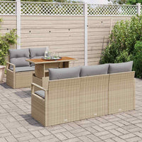 vidaXL Set Divano da Giardino 6 pcs Beige Poly Rattan