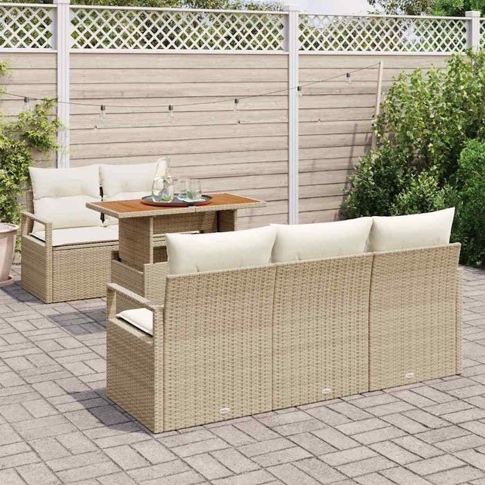Set divano da giardino 6 pezzi  con cuscini beige in polirattan 3358388