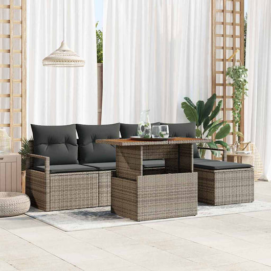 vidaXL Set Divano da Giardino 6 pcs Grigio Poly Rattan