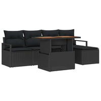 Set divano da giardino 6 pezzi con cuscini in polyrattan nero 3358438