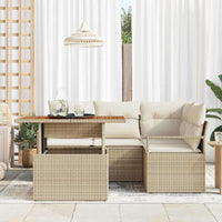 Set giardino 5 pezzi  con cuscini in rattan polietilene beige 3358444