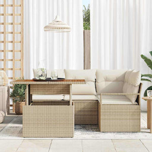 Set giardino 5 pezzi  con cuscini in rattan polietilene beige 3358444