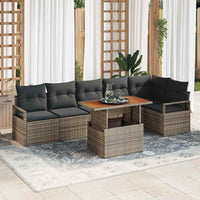 Set di divani da giardino  da 7 pezzi con cuscini grigi in rattan 3358456