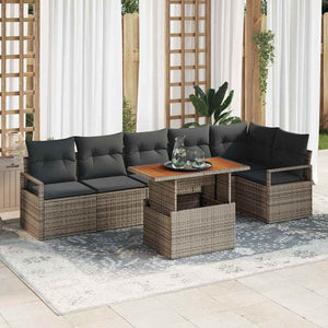 Set di divani da giardino  da 7 pezzi con cuscini grigi in rattan 3358456