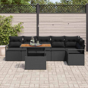 Set di divani da giardino  da 7 pezzi con cuscini neri in rattan 3358459