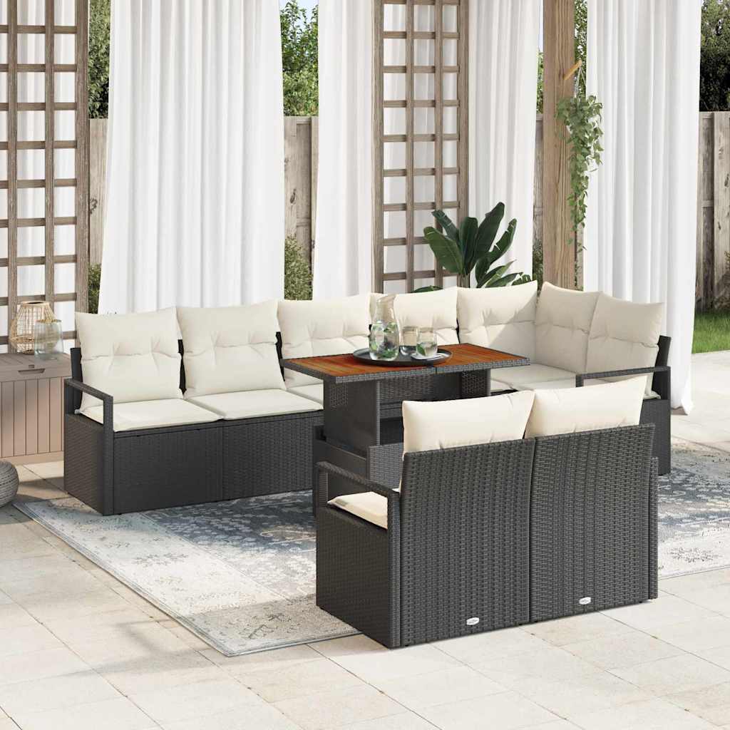 vidaXL Set Divano da Giardino con archiviazione 9 pcs Nero Poly Rattan