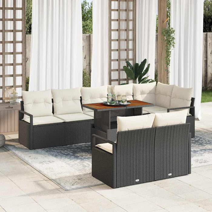 vidaXL Set Divano da Giardino con archiviazione 9 pcs Nero Poly Rattan