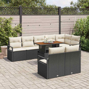 vidaXL Set Divano da Giardino con archiviazione 9 pcs Nero Poly Rattan