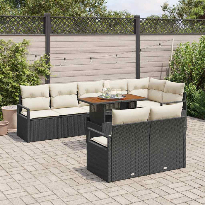 vidaXL Set Divano da Giardino con archiviazione 9 pcs Nero Poly Rattan