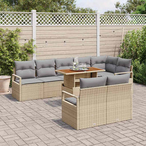 vidaXL Set Divano da Giardino 9 pcs Beige Poly Rattan