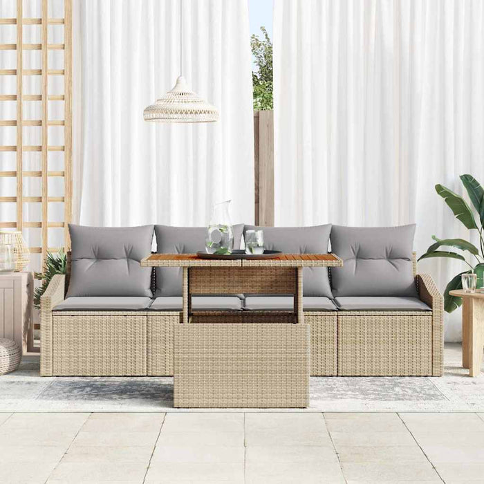 Set Divano da Giardino 5 pcs Beige Poly Rattan 3358506