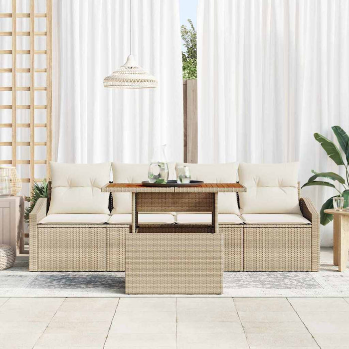 Set Divano da Giardino 5 pcs Beige Poly Rattan 3358507
