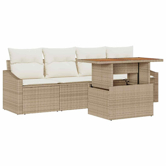 Set Divano da Giardino 5 pcs Beige Poly Rattan 3358507