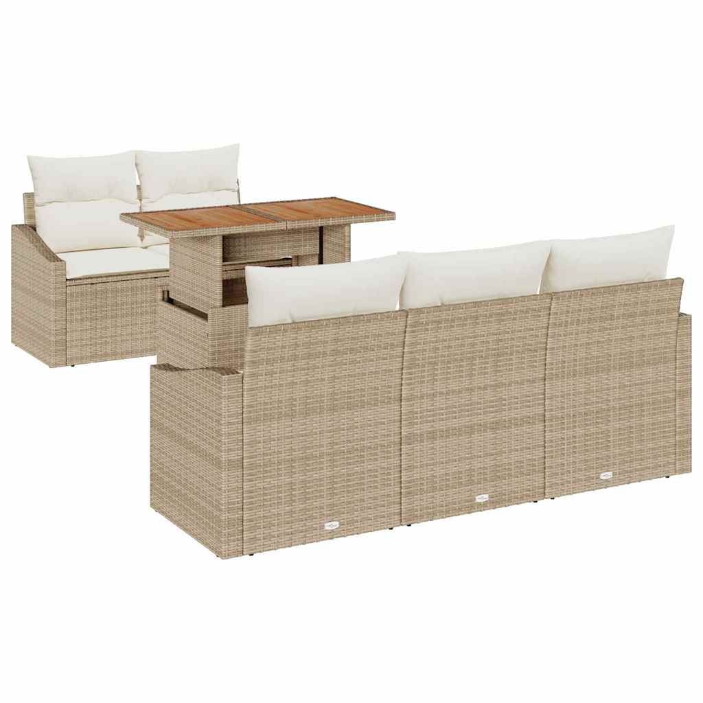 Set Divano da Giardino 6 pcs Beige Poly Rattan 3358514