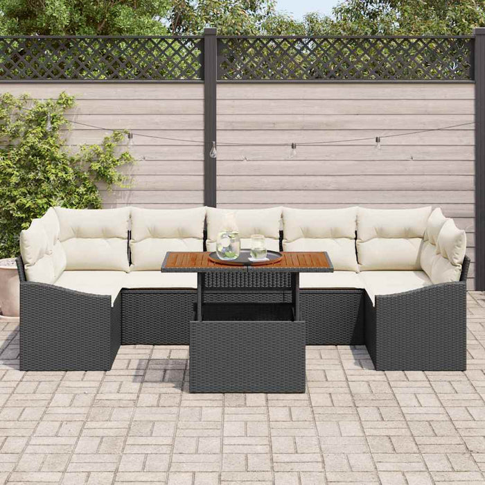Set Divano da Giardino 8 Pezzi con Cuscini Nero Polyrattan 3358539