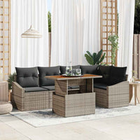 Set divano da giardino  con cuscini - 6 pezzi grigio in poly rattan 3358575
