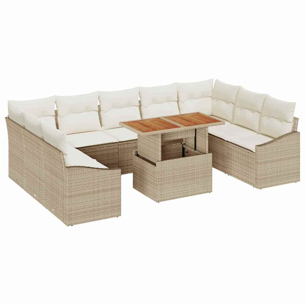 Set Divano da Giardino 10 pcs Beige Poly Rattan 3358619