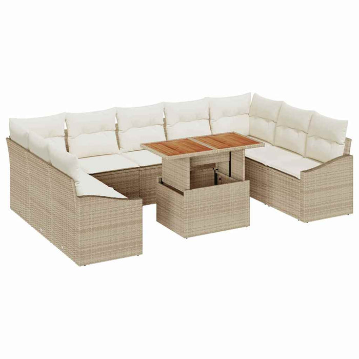 Set Divano da Giardino 10 pcs Beige Poly Rattan 3358619