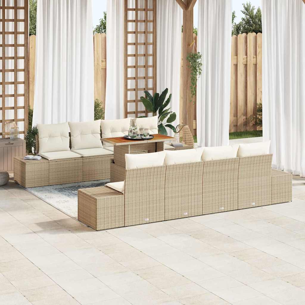 Set Divano da Giardino 9 pcs Beige Poly Rattan 3358675