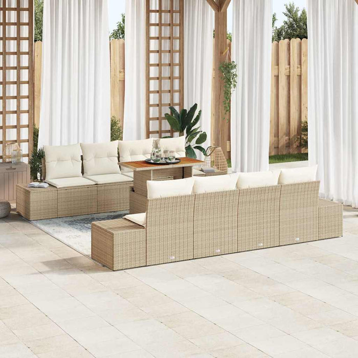 Set Divano da Giardino 9 pcs Beige Poly Rattan 3358675