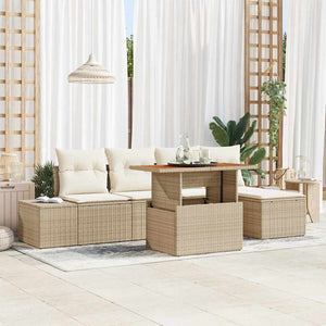 Set Divano da Giardino 6 pcs Beige Poly Rattan 3358689
