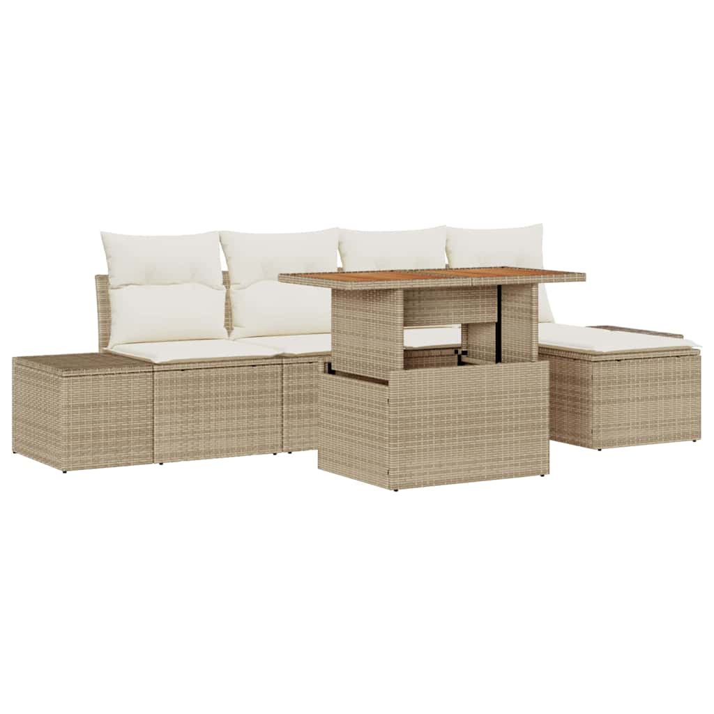 Set Divano da Giardino 6 pcs Beige Poly Rattan 3358689