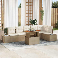 Set Giardino 7 Pezzi  con Cuscini Beige in Rattan Sintetico 3358710