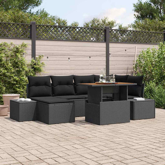 Set Divano da Giardino con archiviazione 7 pcs Nero Poly Rattan 3358725