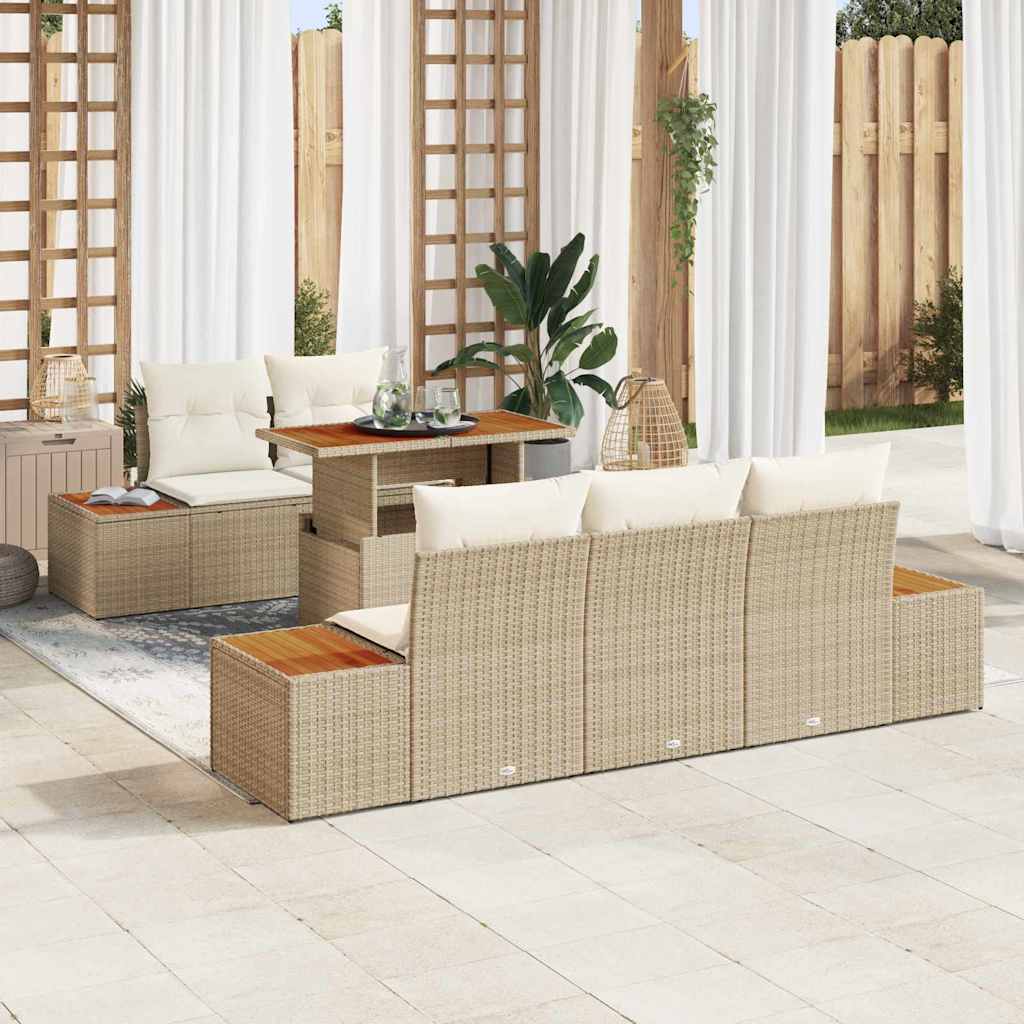Set Divano da Giardino 6 pcs Beige Poly Rattan 3358765