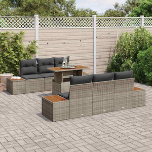 Set Divani da Giardino 7 Pezzi  con Cuscini in Rattan Sintetico Grigio 3358768