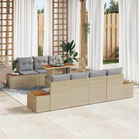 Set da giardino 8 pezzi  con cuscini in rattan sintetico beige. 3358779