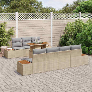 Set da giardino 8 pezzi  con cuscini in rattan sintetico beige. 3358779