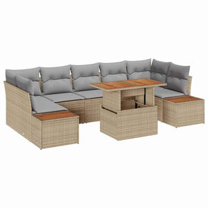 Set di divani da giardino , 8 pezzi, con cuscini beige in rattan sintetico 3358784