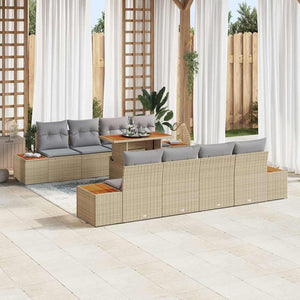 Set Divano da Giardino 9 pcs Beige Poly Rattan 3358789