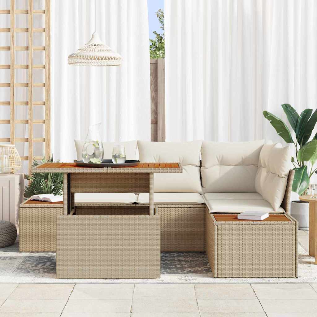 Set Divano da Giardino 5 pcs Beige Poly Rattan 3358805