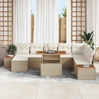 Set di divani da giardino 9 pezzi  con cuscini beige in rattan poliestere 3358835