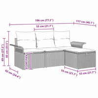 Set Divano da Giardino 4 pz-Sofa da Giardino-Divanetto da esterno Marrone e Crema polyrattan 758870