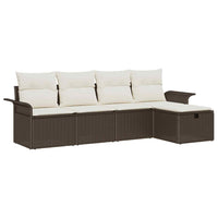 Set Divano da Giardino 5 pz-Sofa da Giardino-Divanetto da esterno Marrone e Crema polyrattan