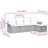 Set Divano da Giardino 5 pz-Sofa da Giardino-Divanetto da esterno Marrone e Crema polyrattan