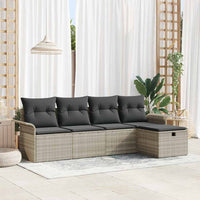 Set Divano da Giardino 5 pz-Sofa da Giardino-Divanetto da esterno Grigio chiaro polyrattan 809832