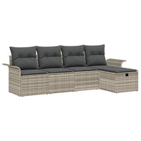 Set Divano da Giardino 5 pz-Sofa da Giardino-Divanetto da esterno Grigio chiaro polyrattan 809832
