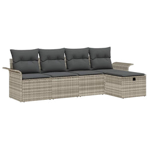 Set Divano da Giardino 5 pz-Sofa da Giardino-Divanetto da esterno Grigio chiaro polyrattan 809832