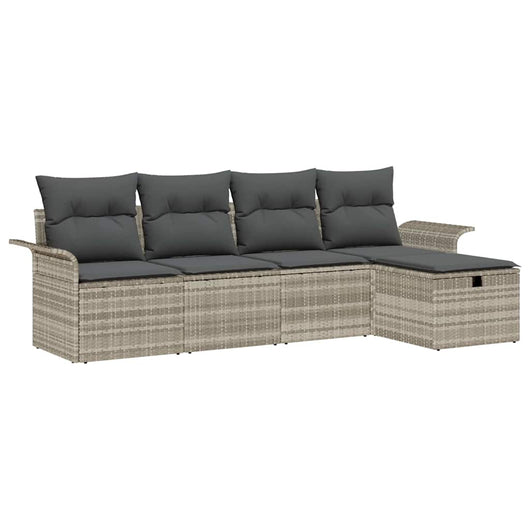Set Divano da Giardino 5 pz-Sofa da Giardino-Divanetto da esterno Grigio chiaro polyrattan 809832