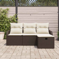 Set di Divani da Giardino 4 Pezzi con Cuscini Marrone Rattan Sintetico 3358947