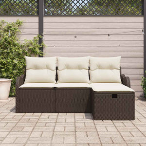 Set di Divani da Giardino 4 Pezzi con Cuscini Marrone Rattan Sintetico 3358947